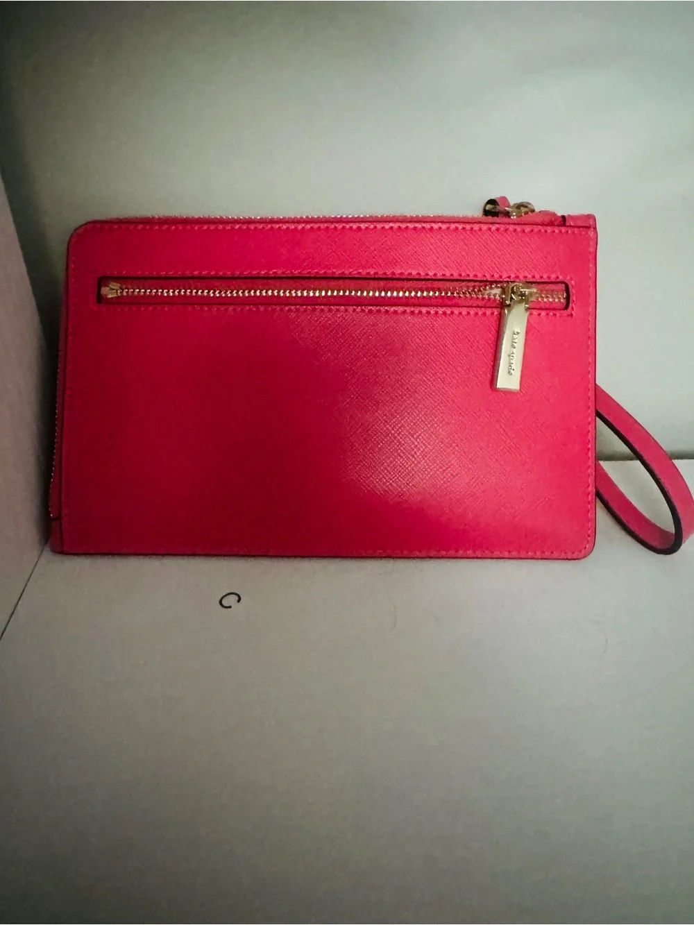 kate spade Pink Leather Zip Cardholder Wristlet with Gold Hardware